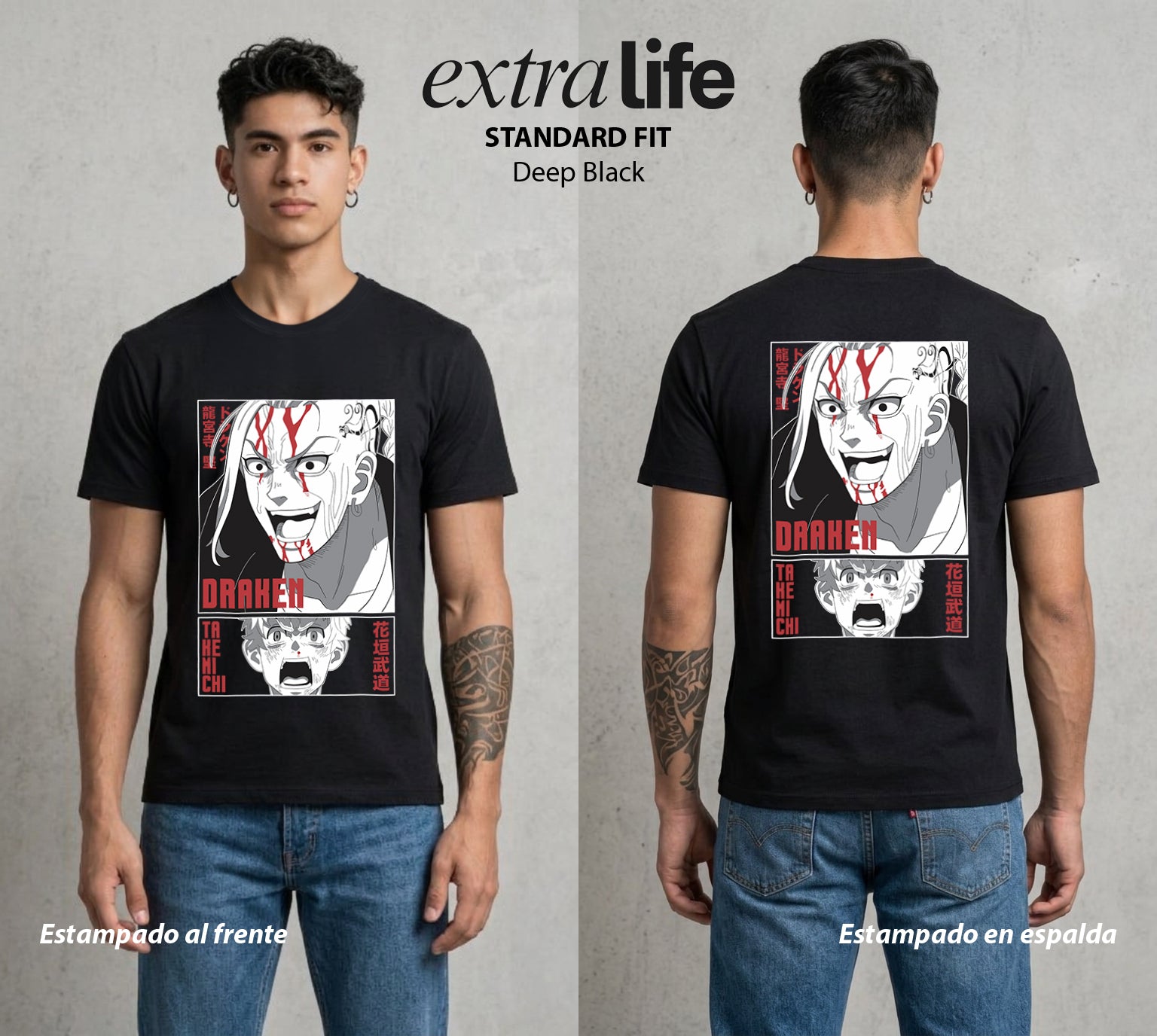 Pandillas del Tiempo | El Viajero del Tiempo #04379 - Playera Standard Fit | Deep Black - Foto en modelo