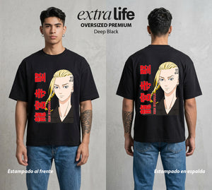 Pandillas del Tiempo | El Mas Alto del Toman #04380 - Playera Oversized Premium | Deep Black - Foto en modelo