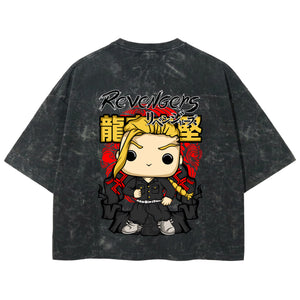 Playera streetwear premium de anime y gaming ExtraLife MX, corte boxy deluxe mineral wash heavyweight en color Acid Wash, moda urbana mexicana de culto.