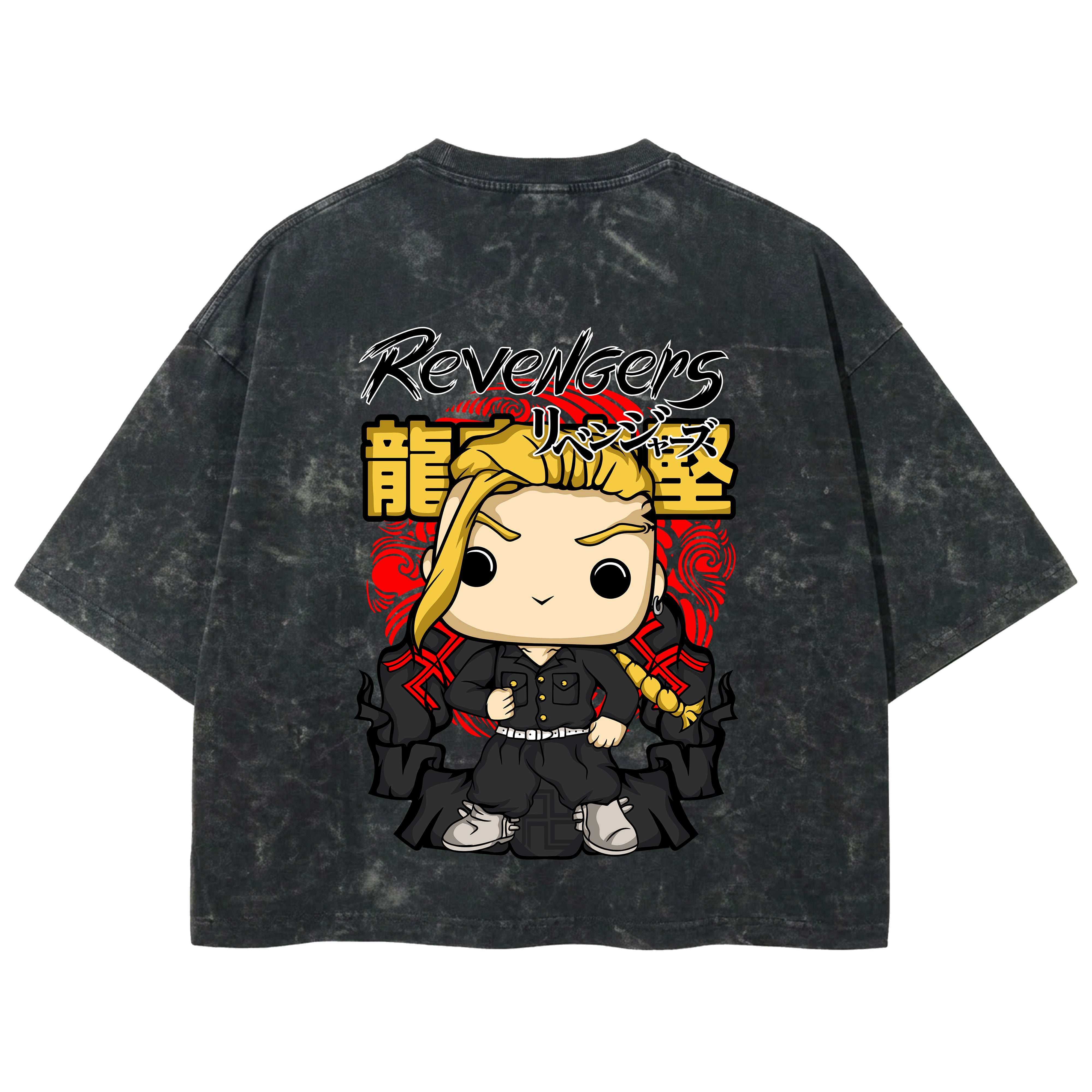 Playera streetwear premium de anime y gaming ExtraLife MX, corte boxy deluxe mineral wash heavyweight en color Acid Wash, moda urbana mexicana de culto.