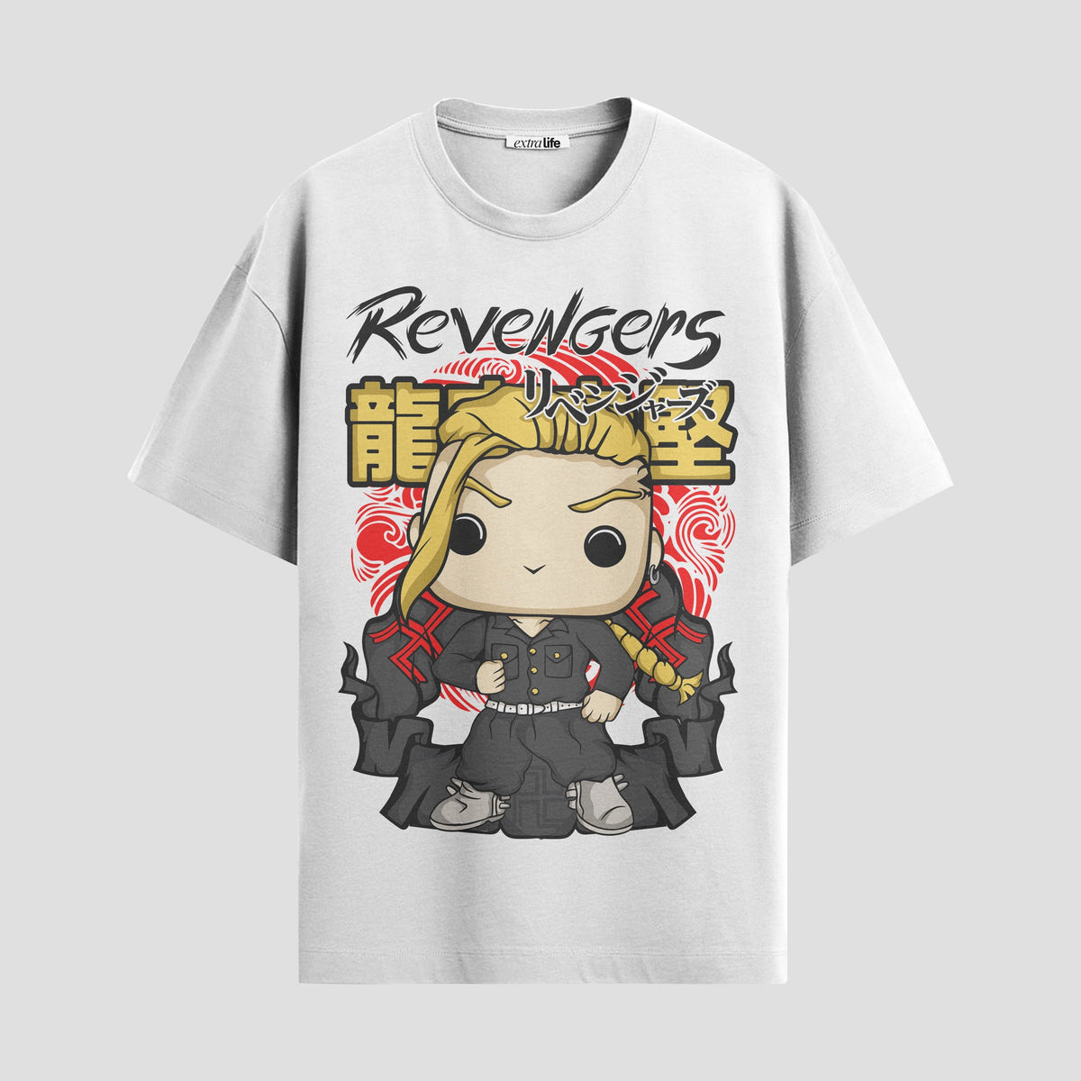 Playera urbana de anime y gaming ExtraLife MX, corte Classic Premium unisex ligero y transpirable en color Deep Black y Pure White, ropa de uso diario para gym y casual.
