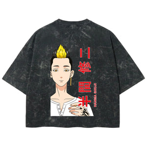 Playera streetwear premium de anime y gaming ExtraLife MX, corte boxy deluxe mineral wash heavyweight en color Acid Wash, moda urbana mexicana de culto.