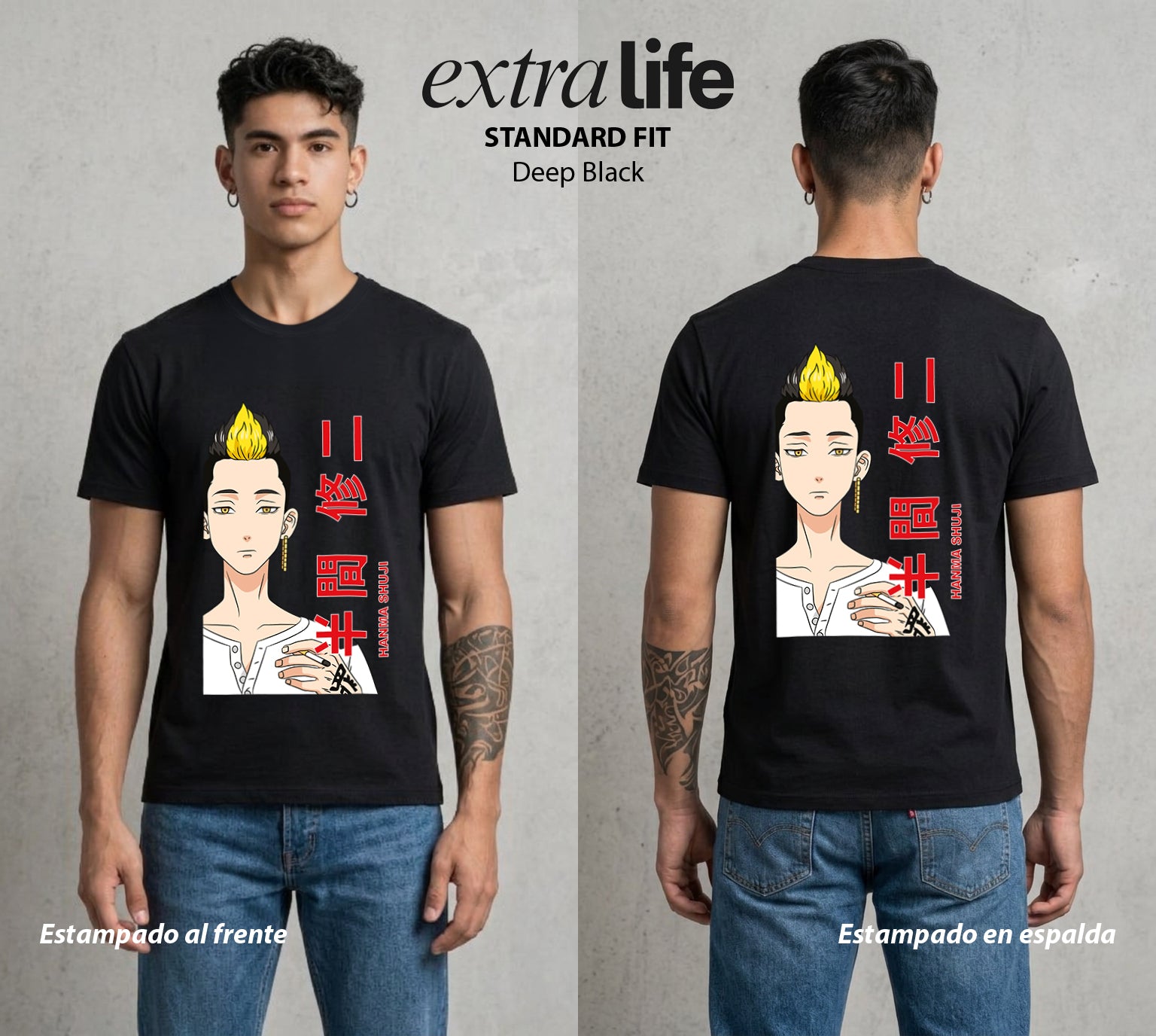 Pandillas del Tiempo | La Lealtad del Oscuro #04383 - Playera Standard Fit | Deep Black - Foto en modelo
