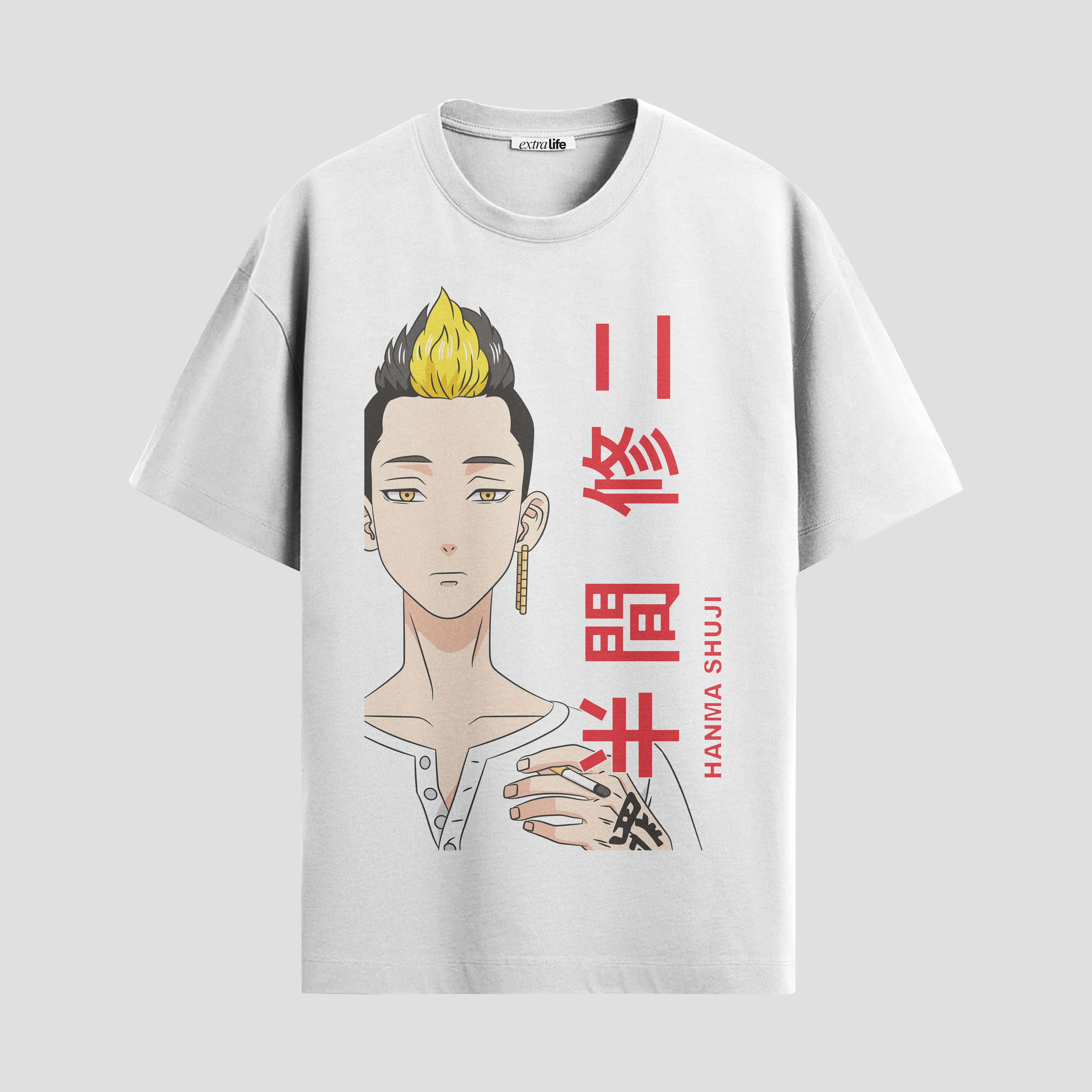 Playera urbana de anime y gaming ExtraLife MX, corte Standard Fit unisex ligero y transpirable en color Deep Black y Pure White, ropa de uso diario para gym y casual.