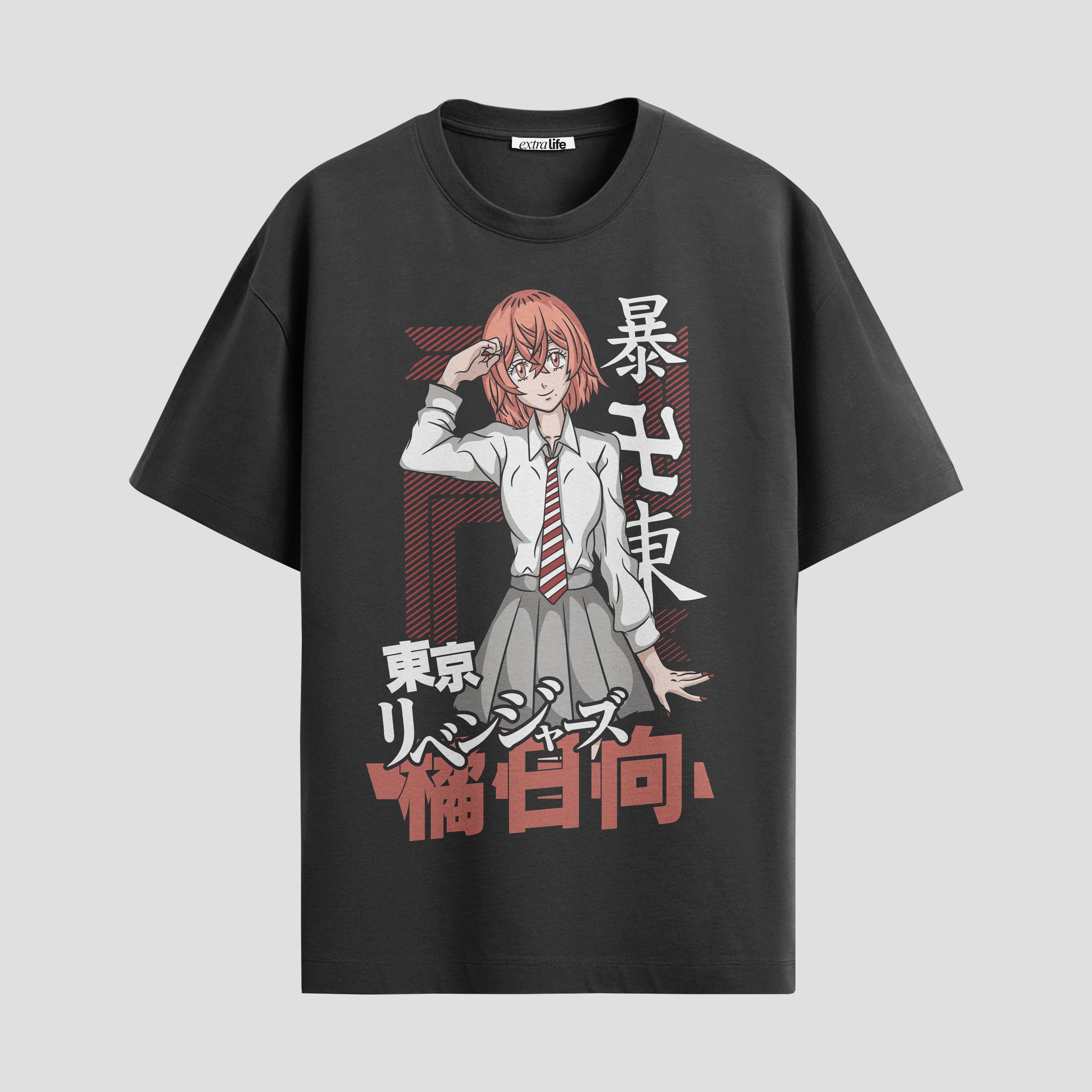 Playera urbana de anime y gaming ExtraLife MX, corte Standard Fit unisex ligero y transpirable en color Deep Black y Pure White, ropa de uso diario para gym y casual.