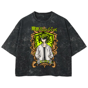 Playera streetwear premium de anime y gaming ExtraLife MX, corte boxy deluxe mineral wash heavyweight en color Acid Wash, moda urbana mexicana de culto.