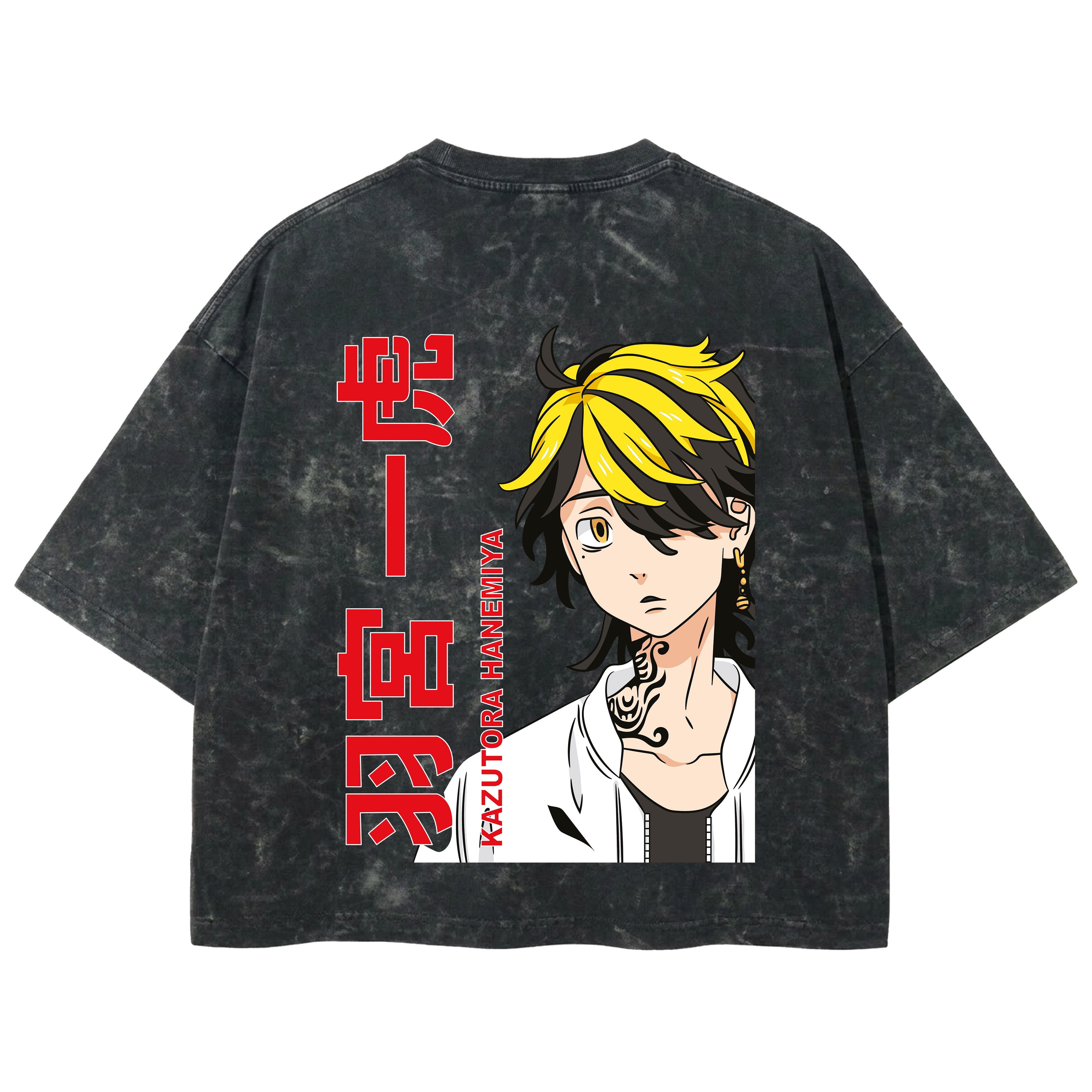 Playera streetwear premium de anime y gaming ExtraLife MX, corte boxy deluxe mineral wash heavyweight en color Acid Wash, moda urbana mexicana de culto.
