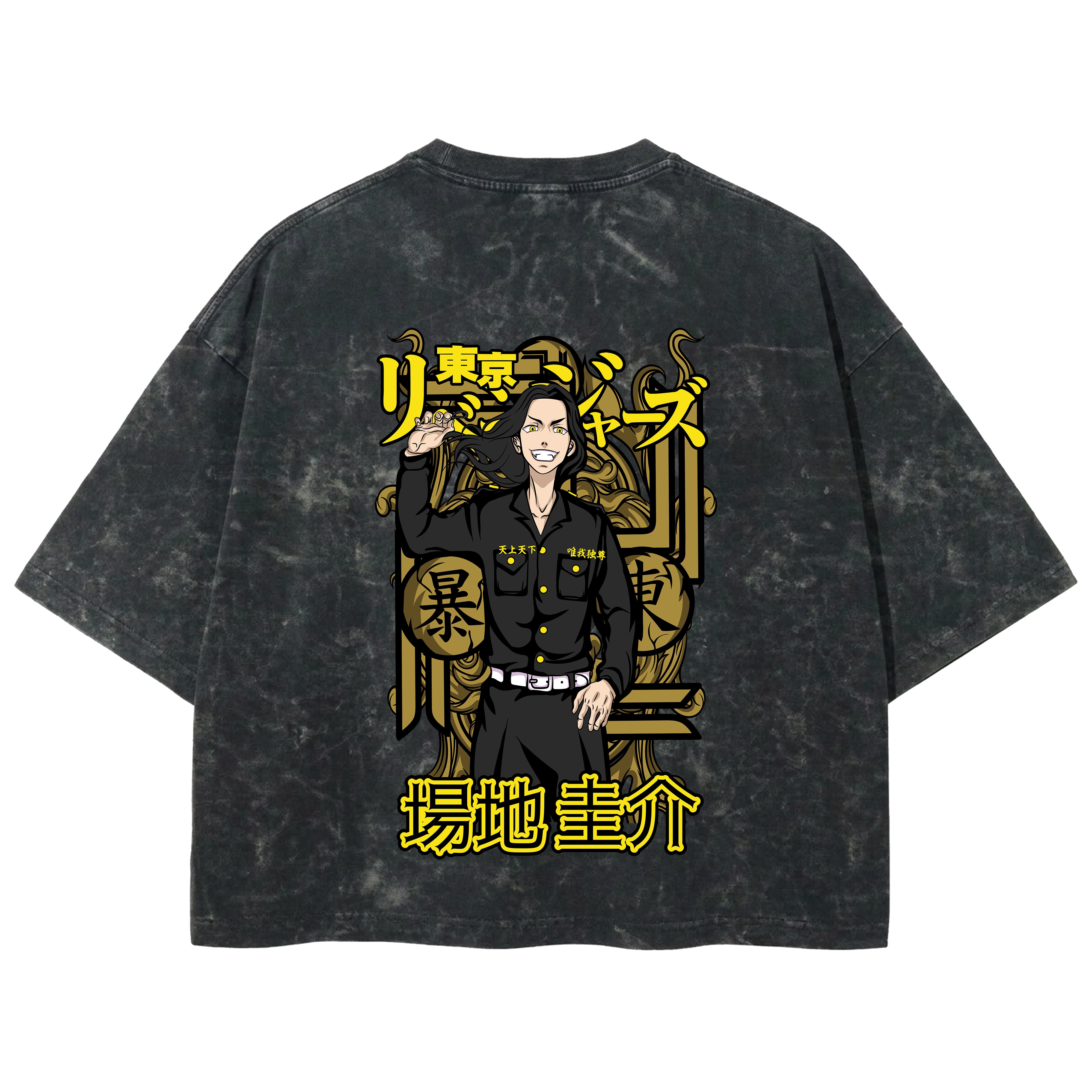 Playera streetwear premium de anime y gaming ExtraLife MX, corte boxy deluxe mineral wash heavyweight en color Acid Wash, moda urbana mexicana de culto.