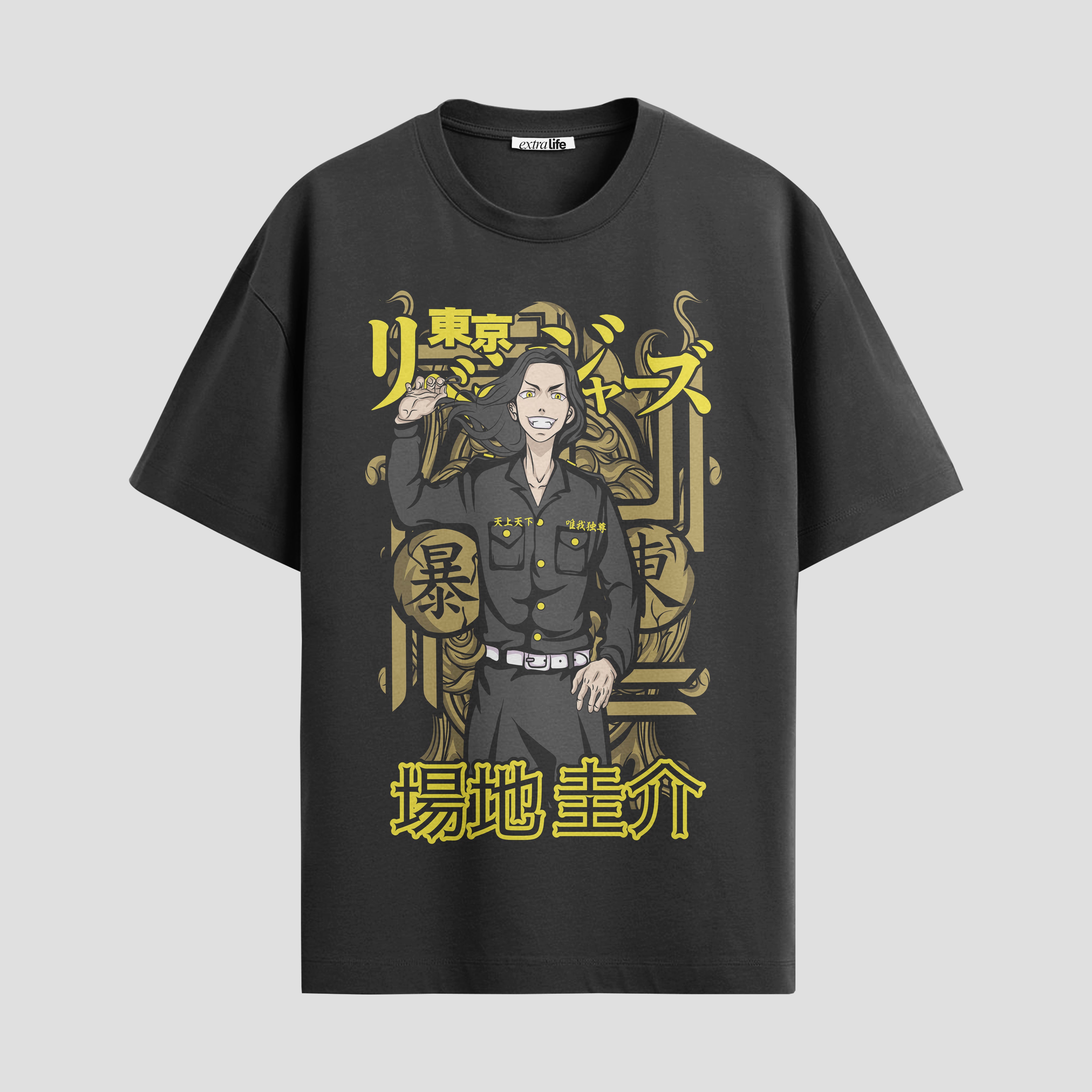 Playera urbana de anime y gaming ExtraLife MX, corte Standard Fit unisex ligero y transpirable en color Deep Black y Pure White, ropa de uso diario para gym y casual.
