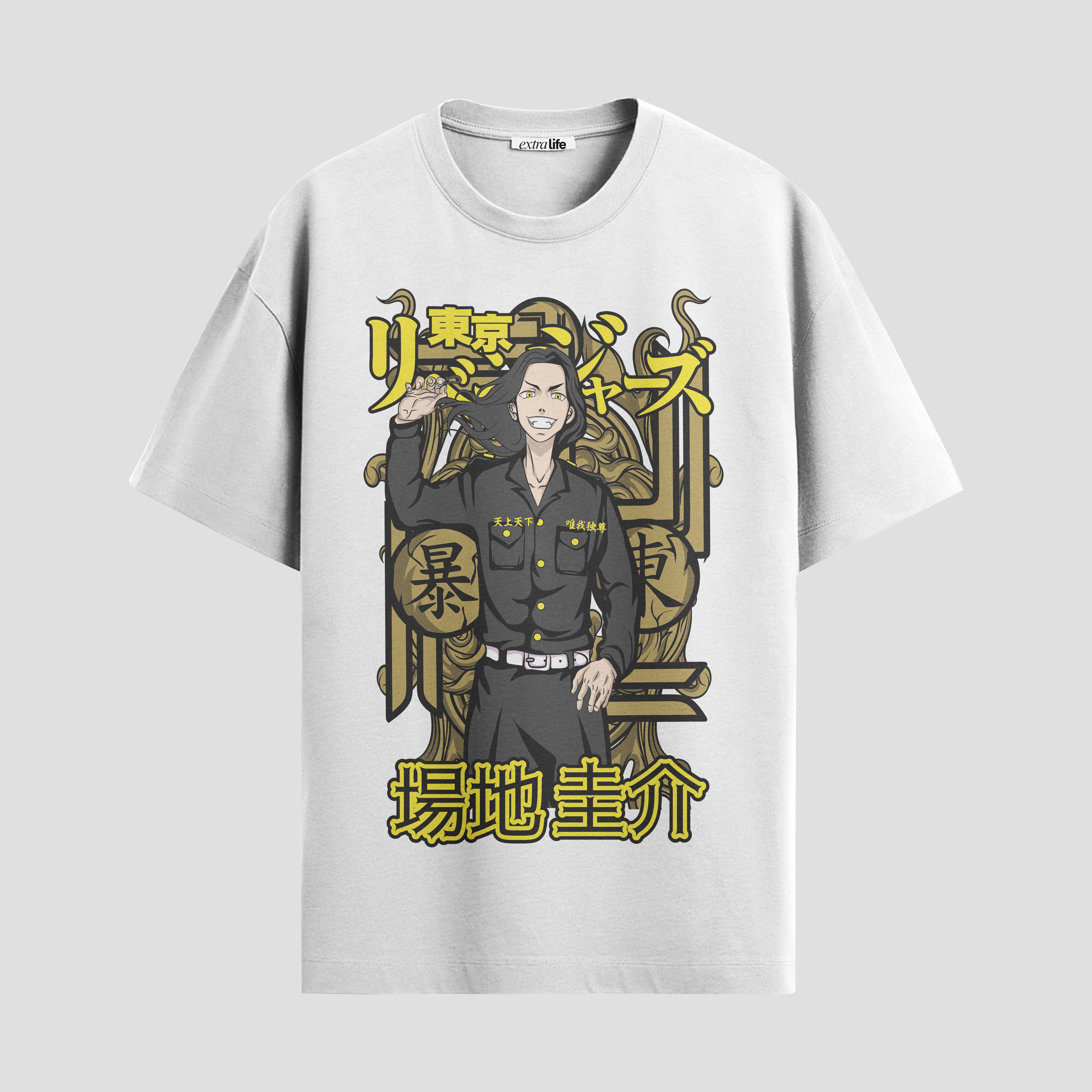 Playera urbana de anime y gaming ExtraLife MX, corte Standard Fit unisex ligero y transpirable en color Deep Black y Pure White, ropa de uso diario para gym y casual.