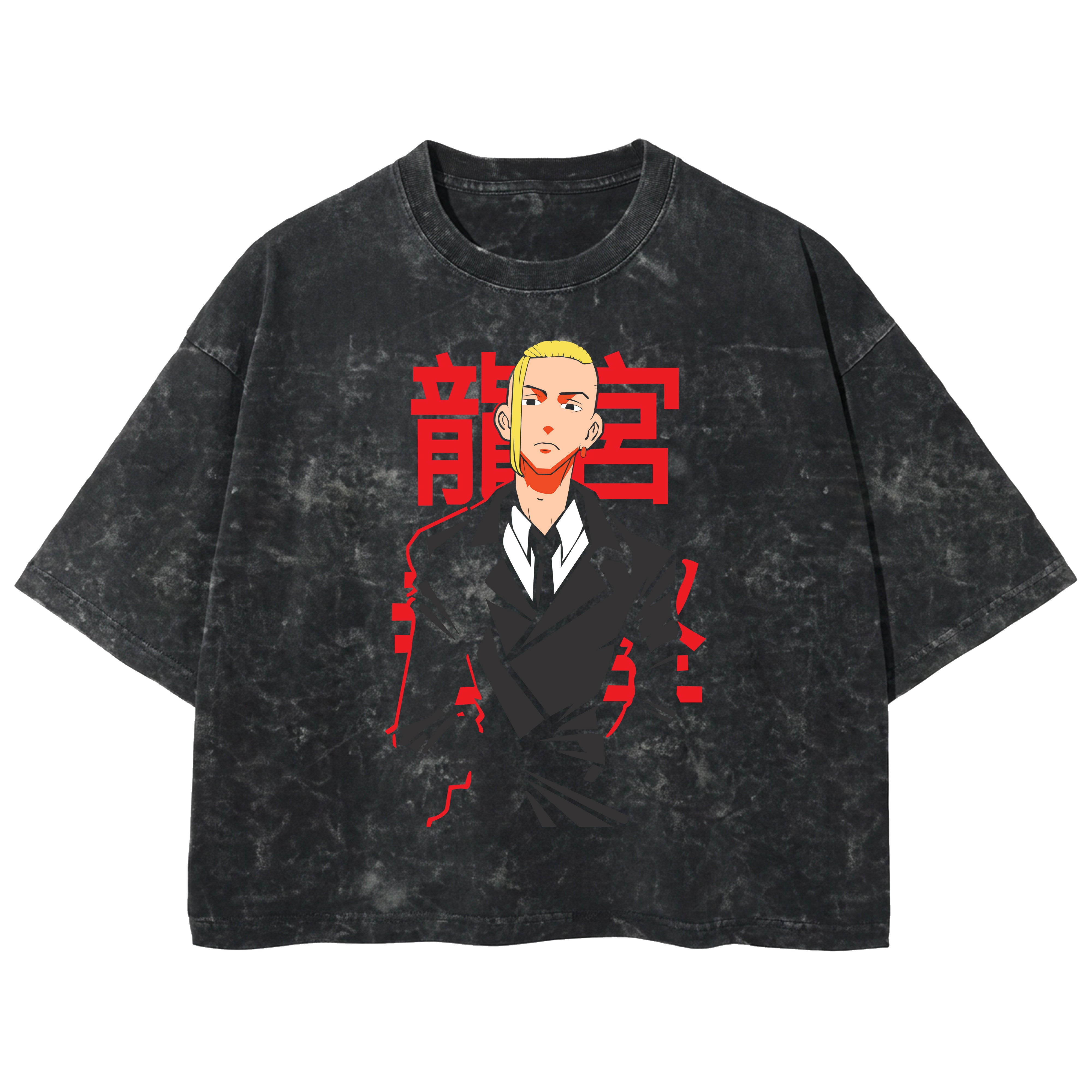 Playera streetwear premium de anime y gaming ExtraLife MX, corte boxy deluxe mineral wash heavyweight en color Acid Wash, moda urbana mexicana de culto.