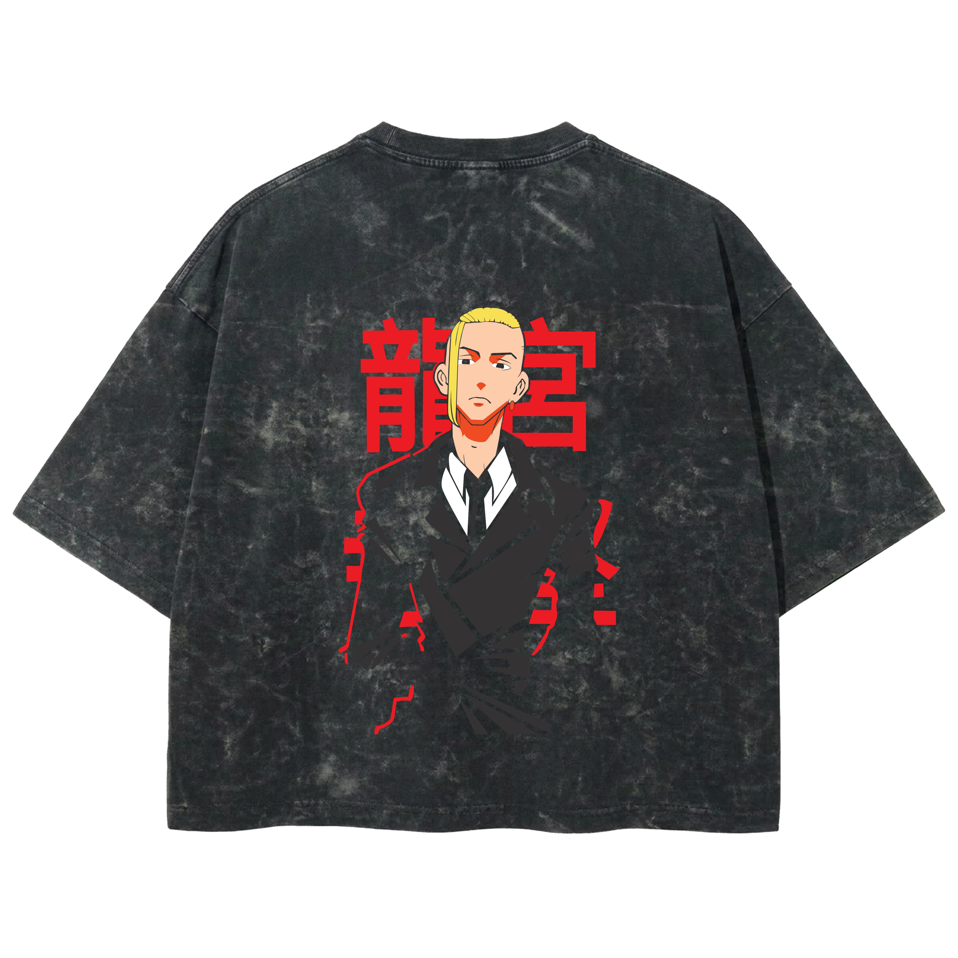 Playera streetwear premium de anime y gaming ExtraLife MX, corte boxy deluxe mineral wash heavyweight en color Acid Wash, moda urbana mexicana de culto.