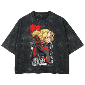 Playera streetwear premium de anime y gaming ExtraLife MX, corte boxy deluxe mineral wash heavyweight en color Acid Wash, moda urbana mexicana de culto.