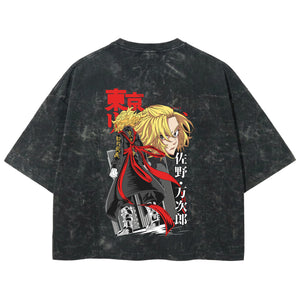 Playera streetwear premium de anime y gaming ExtraLife MX, corte boxy deluxe mineral wash heavyweight en color Acid Wash, moda urbana mexicana de culto.
