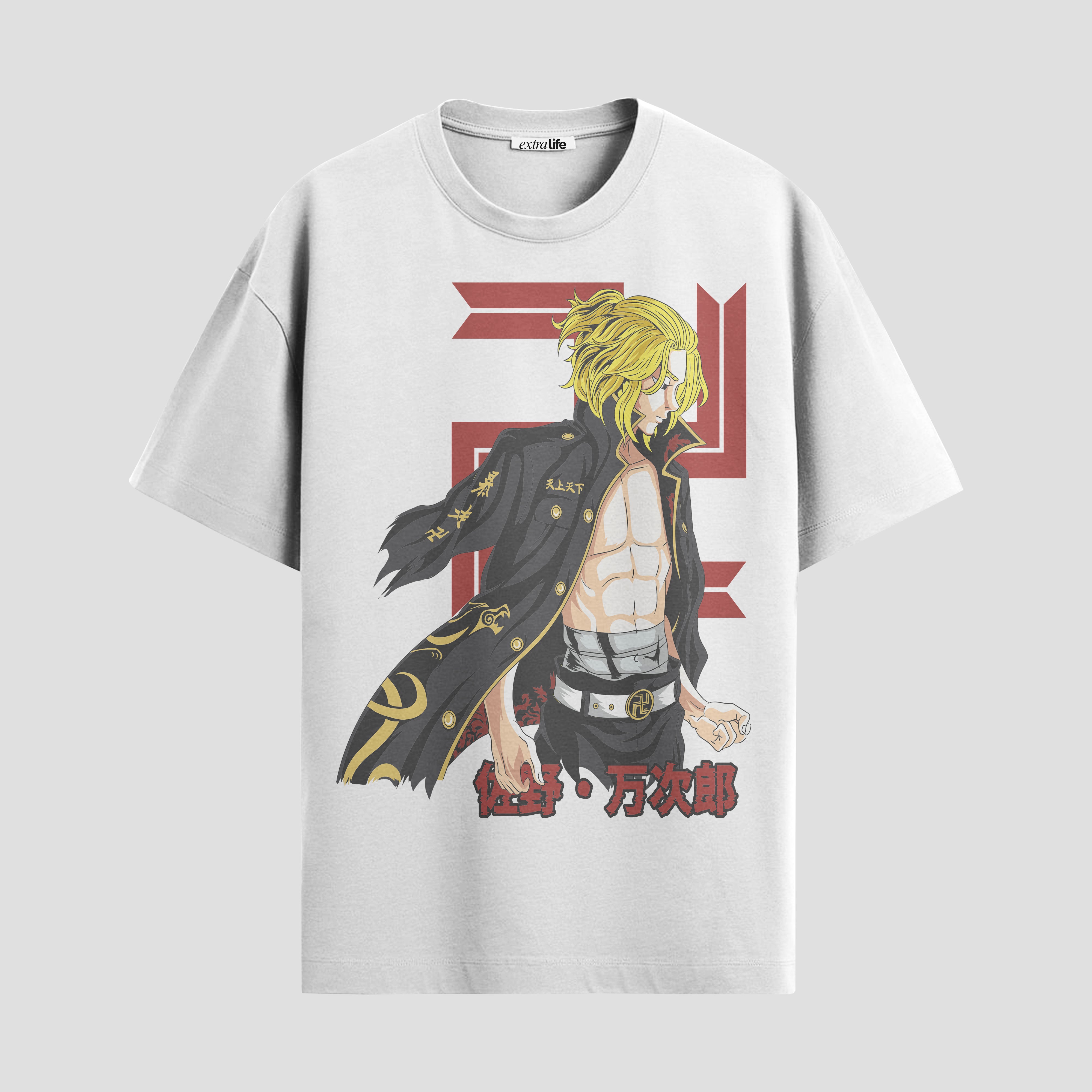 Playera urbana de anime y gaming ExtraLife MX, corte Standard Fit unisex ligero y transpirable en color Deep Black y Pure White, ropa de uso diario para gym y casual.