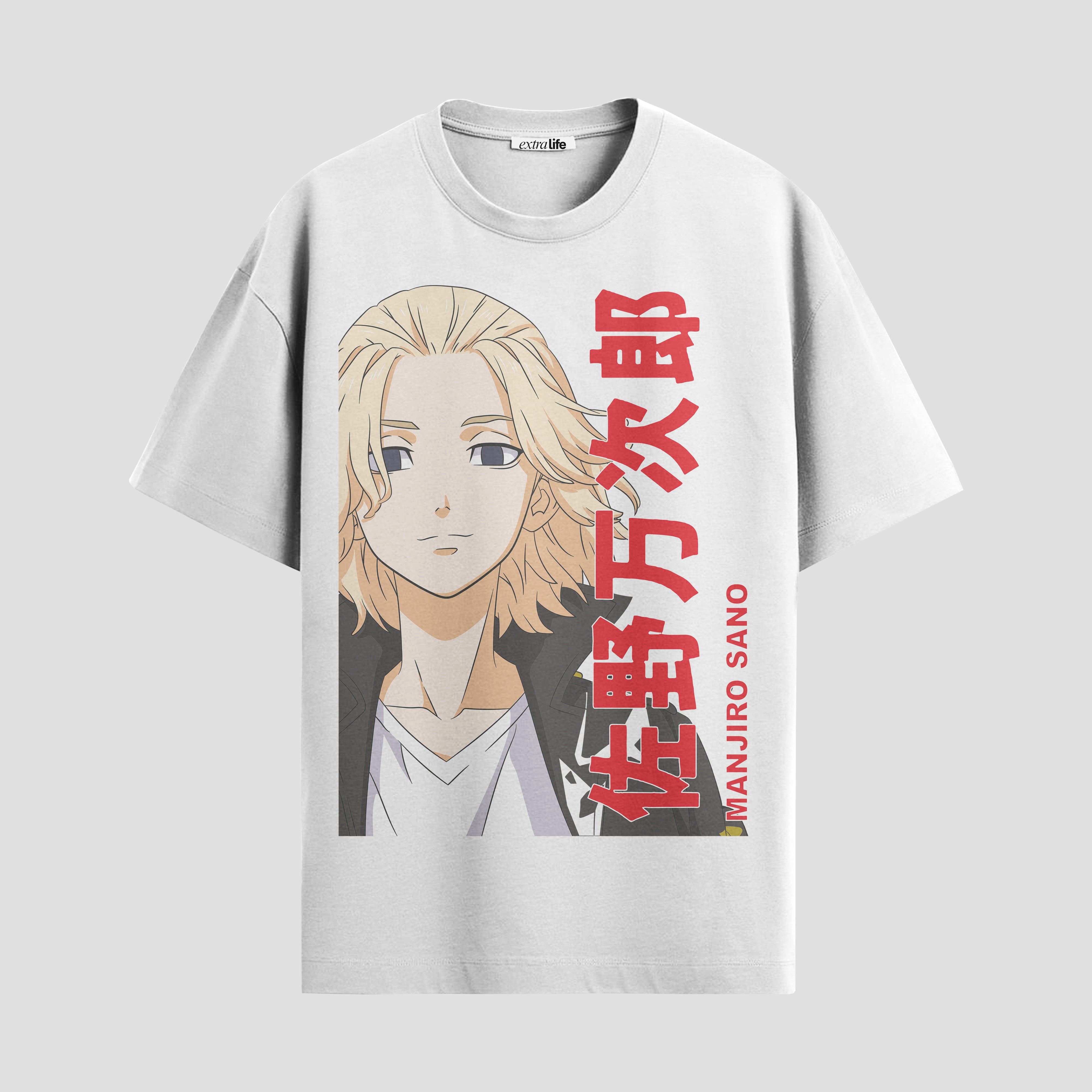 Playera urbana de anime y gaming ExtraLife MX, corte Standard Fit unisex ligero y transpirable en color Deep Black y Pure White, ropa de uso diario para gym y casual.
