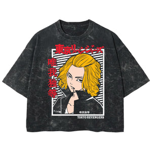 Playera streetwear premium de anime y gaming ExtraLife MX, corte boxy deluxe mineral wash heavyweight en color Acid Wash, moda urbana mexicana de culto.