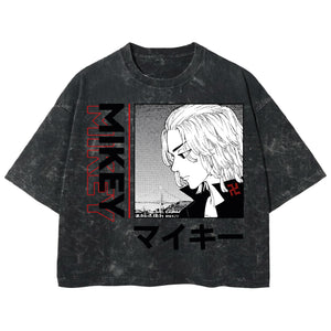 Playera streetwear premium de anime y gaming ExtraLife MX, corte boxy deluxe mineral wash heavyweight en color Acid Wash, moda urbana mexicana de culto.