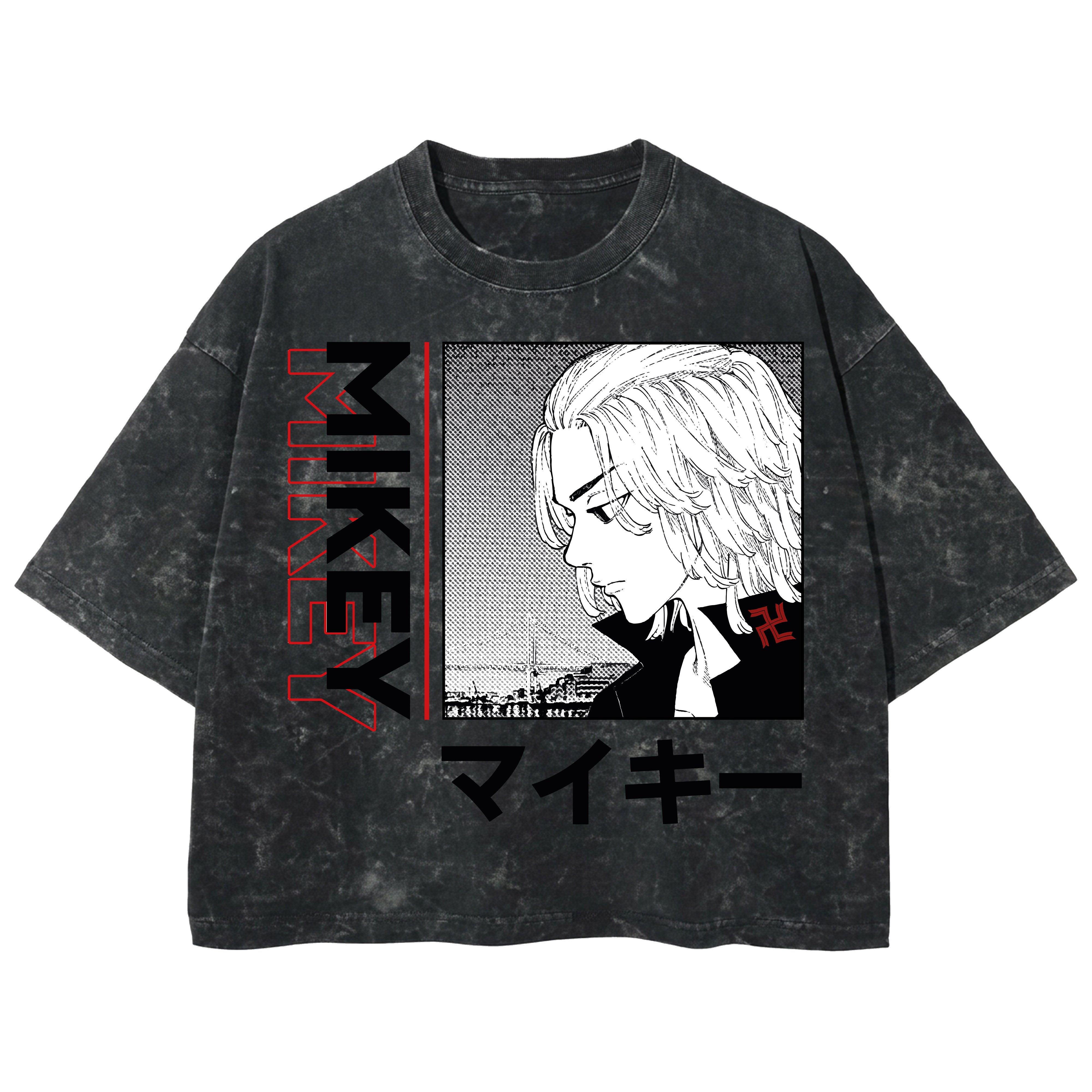 Playera streetwear premium de anime y gaming ExtraLife MX, corte boxy deluxe mineral wash heavyweight en color Acid Wash, moda urbana mexicana de culto.