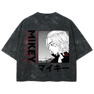 Playera streetwear premium de anime y gaming ExtraLife MX, corte boxy deluxe mineral wash heavyweight en color Acid Wash, moda urbana mexicana de culto.