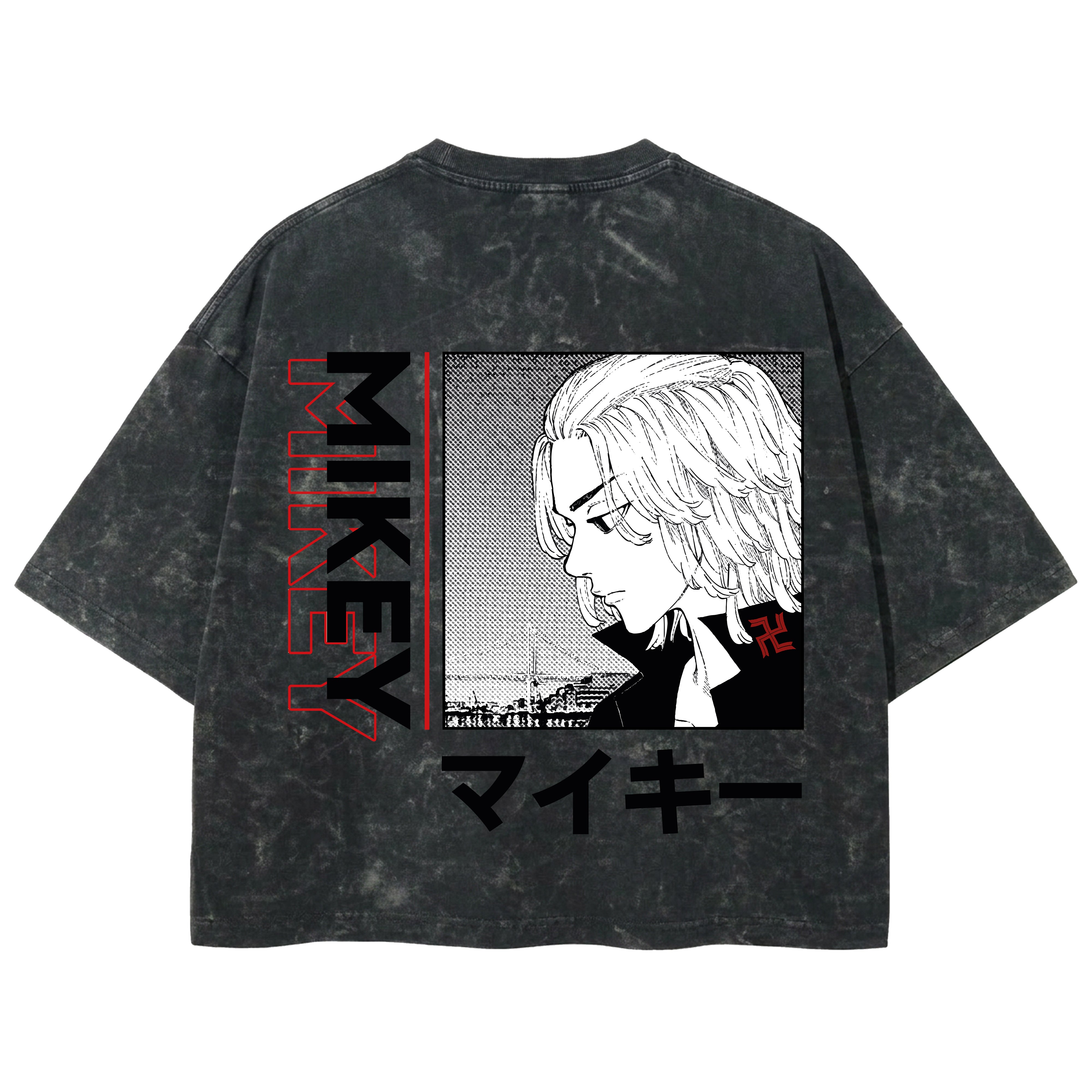 Playera streetwear premium de anime y gaming ExtraLife MX, corte boxy deluxe mineral wash heavyweight en color Acid Wash, moda urbana mexicana de culto.
