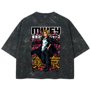 Playera streetwear premium de anime y gaming ExtraLife MX, corte boxy deluxe mineral wash heavyweight en color Acid Wash, moda urbana mexicana de culto.