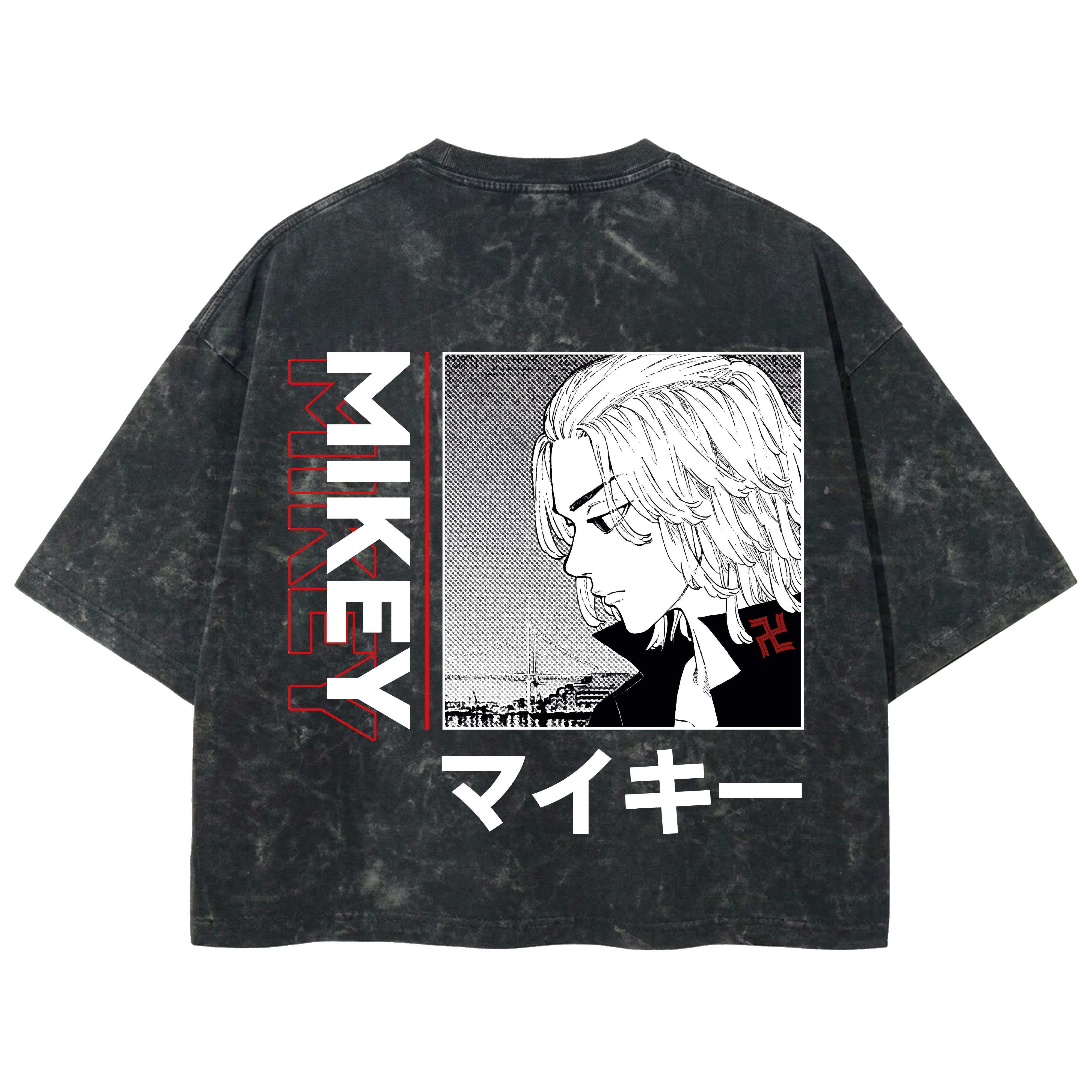 Playera streetwear premium de anime y gaming ExtraLife MX, corte boxy deluxe mineral wash heavyweight en color Acid Wash, moda urbana mexicana de culto.