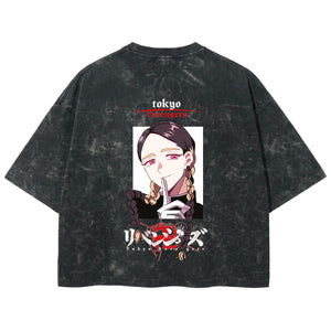 Playera streetwear premium de anime y gaming ExtraLife MX, corte boxy deluxe mineral wash heavyweight en color Acid Wash, moda urbana mexicana de culto.