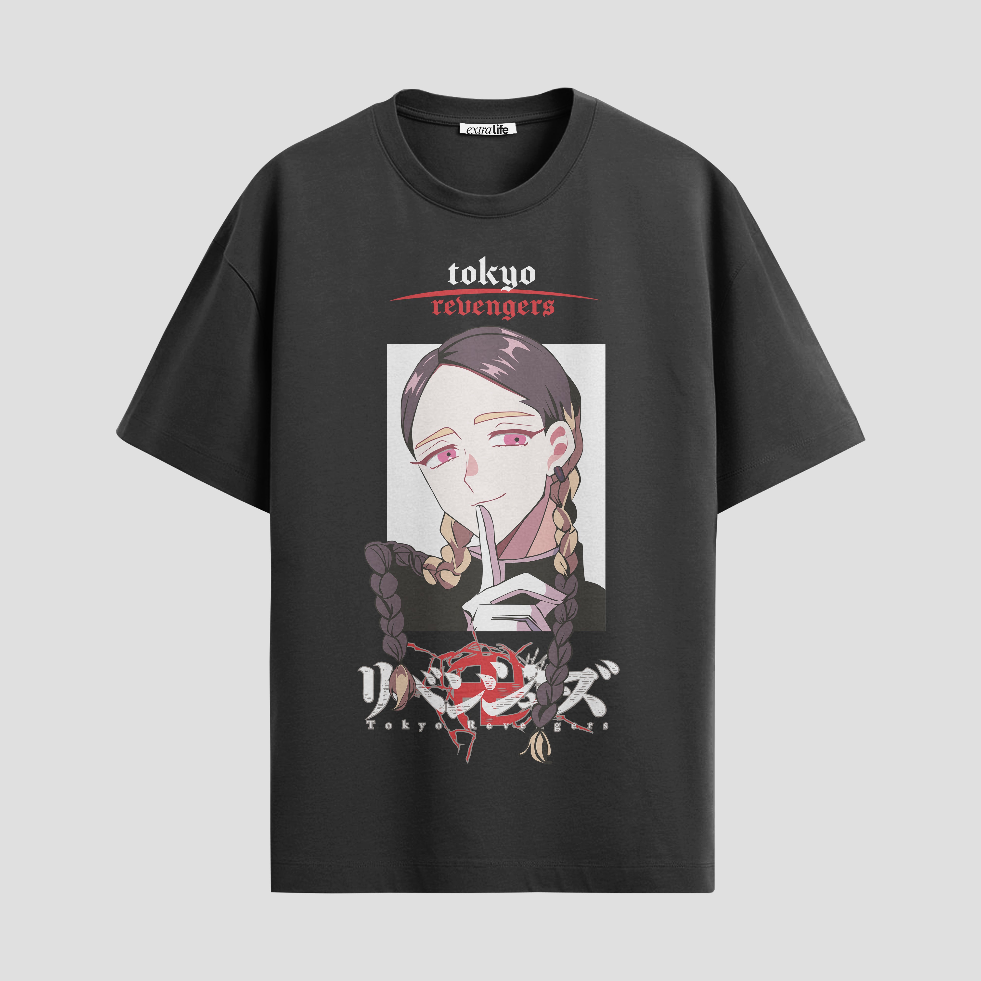 Playera urbana de anime y gaming ExtraLife MX, corte Standard Fit unisex ligero y transpirable en color Deep Black y Pure White, ropa de uso diario para gym y casual.