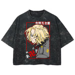 Playera streetwear premium de anime y gaming ExtraLife MX, corte boxy deluxe mineral wash heavyweight en color Acid Wash, moda urbana mexicana de culto.