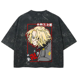 Playera streetwear premium de anime y gaming ExtraLife MX, corte boxy deluxe mineral wash heavyweight en color Acid Wash, moda urbana mexicana de culto.
