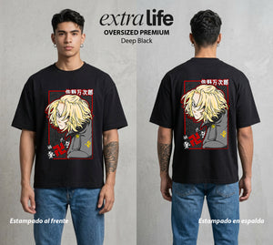 Pandillas del Tiempo | El General del Toman #04401 - Playera Oversized Premium | Deep Black - Foto en modelo