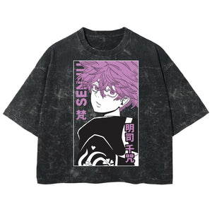 Playera streetwear premium de anime y gaming ExtraLife MX, corte boxy deluxe mineral wash heavyweight en color Acid Wash, moda urbana mexicana de culto.