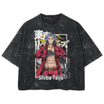 Playera streetwear premium de anime y gaming ExtraLife MX, corte boxy deluxe mineral wash heavyweight en color Acid Wash, moda urbana mexicana de culto.