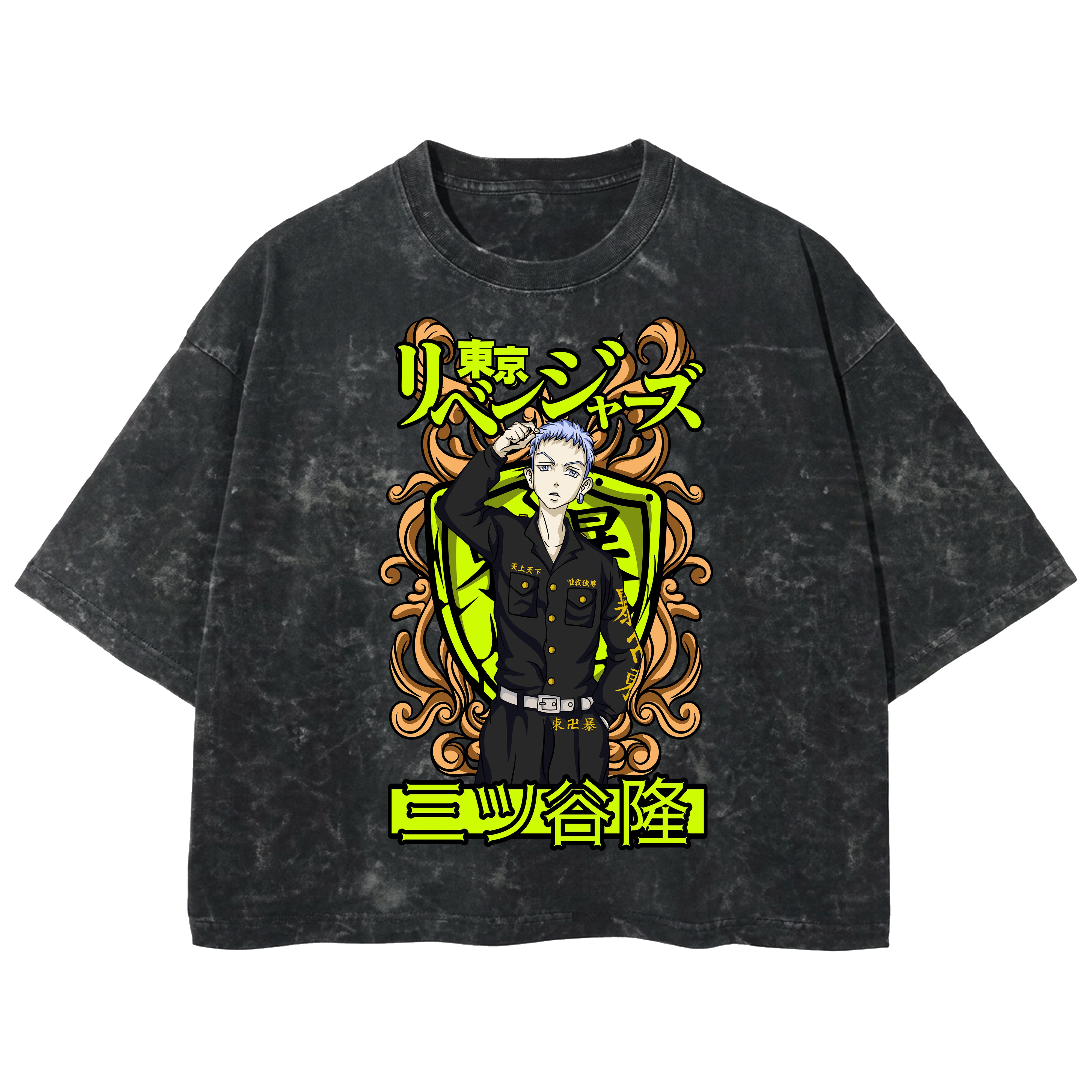 Playera streetwear premium de anime y gaming ExtraLife MX, corte boxy deluxe mineral wash heavyweight en color Acid Wash, moda urbana mexicana de culto.