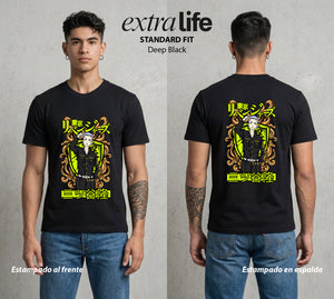 Pandillas del Tiempo | El Artista del Bien #04406 - Playera Standard Fit | Deep Black - Foto en modelo