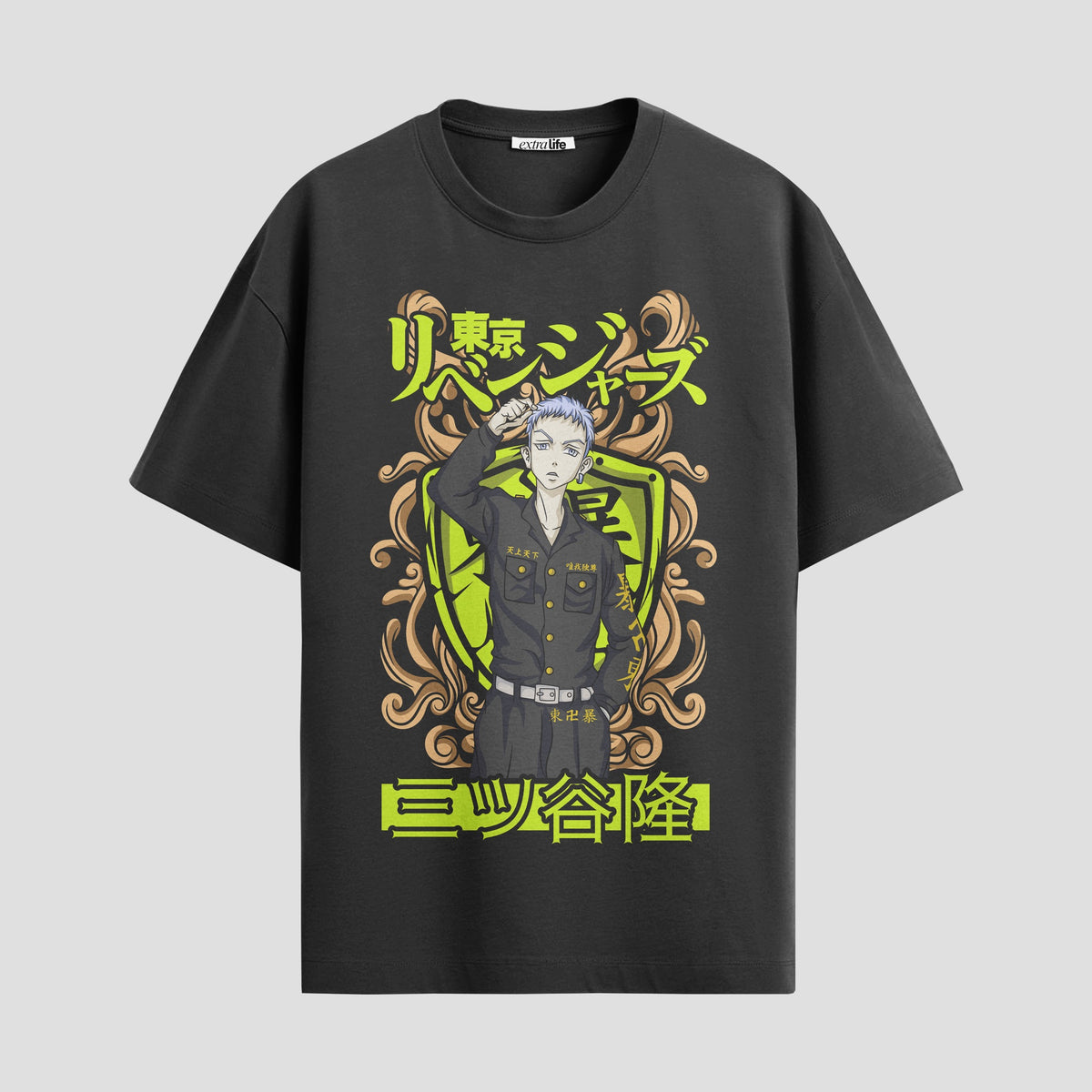 Playera urbana de anime y gaming ExtraLife MX, corte Classic Premium unisex ligero y transpirable en color Deep Black y Pure White, ropa de uso diario para gym y casual.