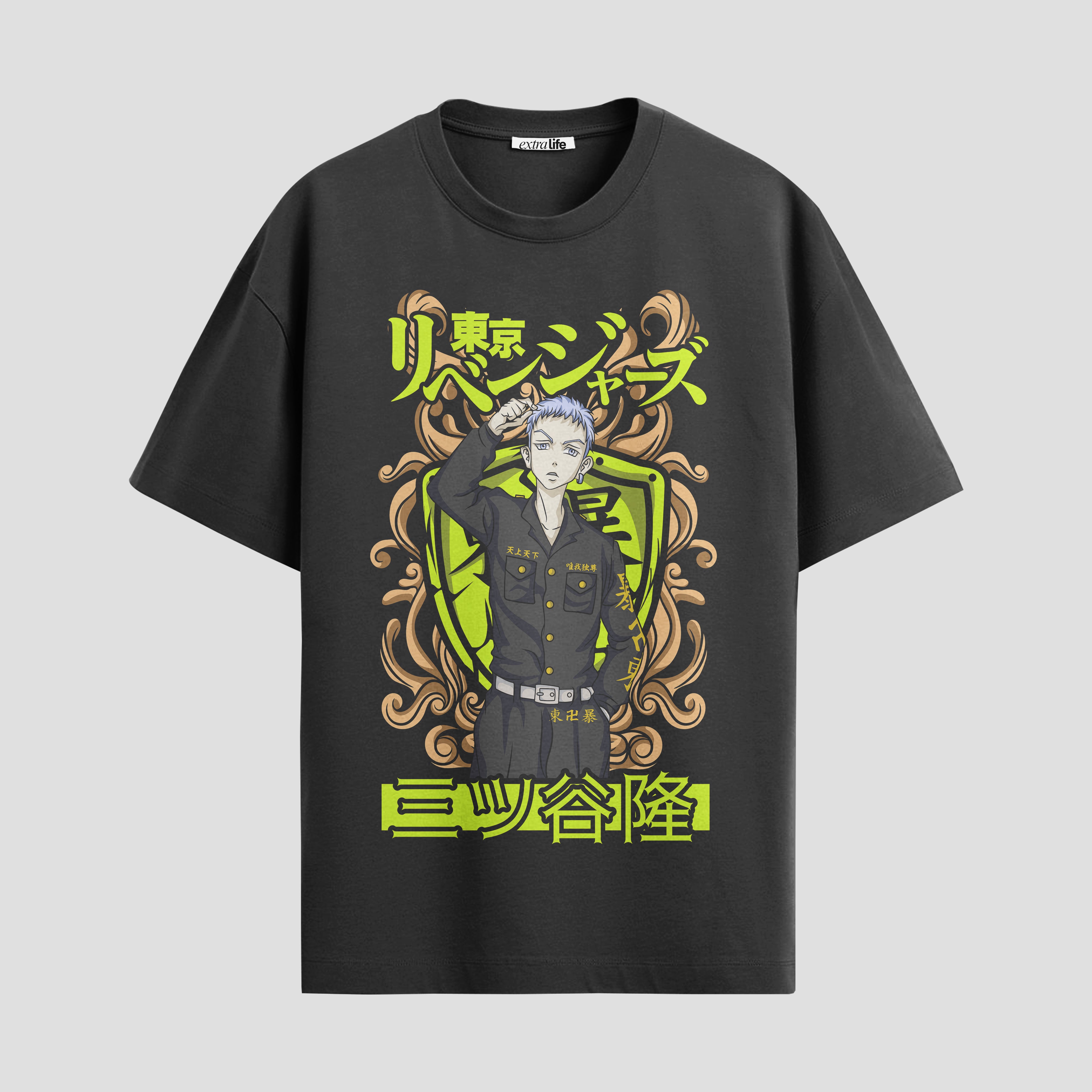 Playera urbana de anime y gaming ExtraLife MX, corte Standard Fit unisex ligero y transpirable en color Deep Black y Pure White, ropa de uso diario para gym y casual.