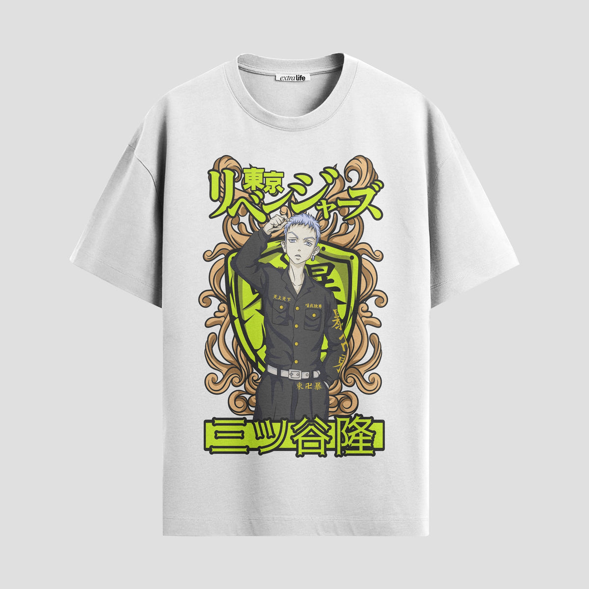 Playera urbana de anime y gaming ExtraLife MX, corte Classic Premium unisex ligero y transpirable en color Deep Black y Pure White, ropa de uso diario para gym y casual.