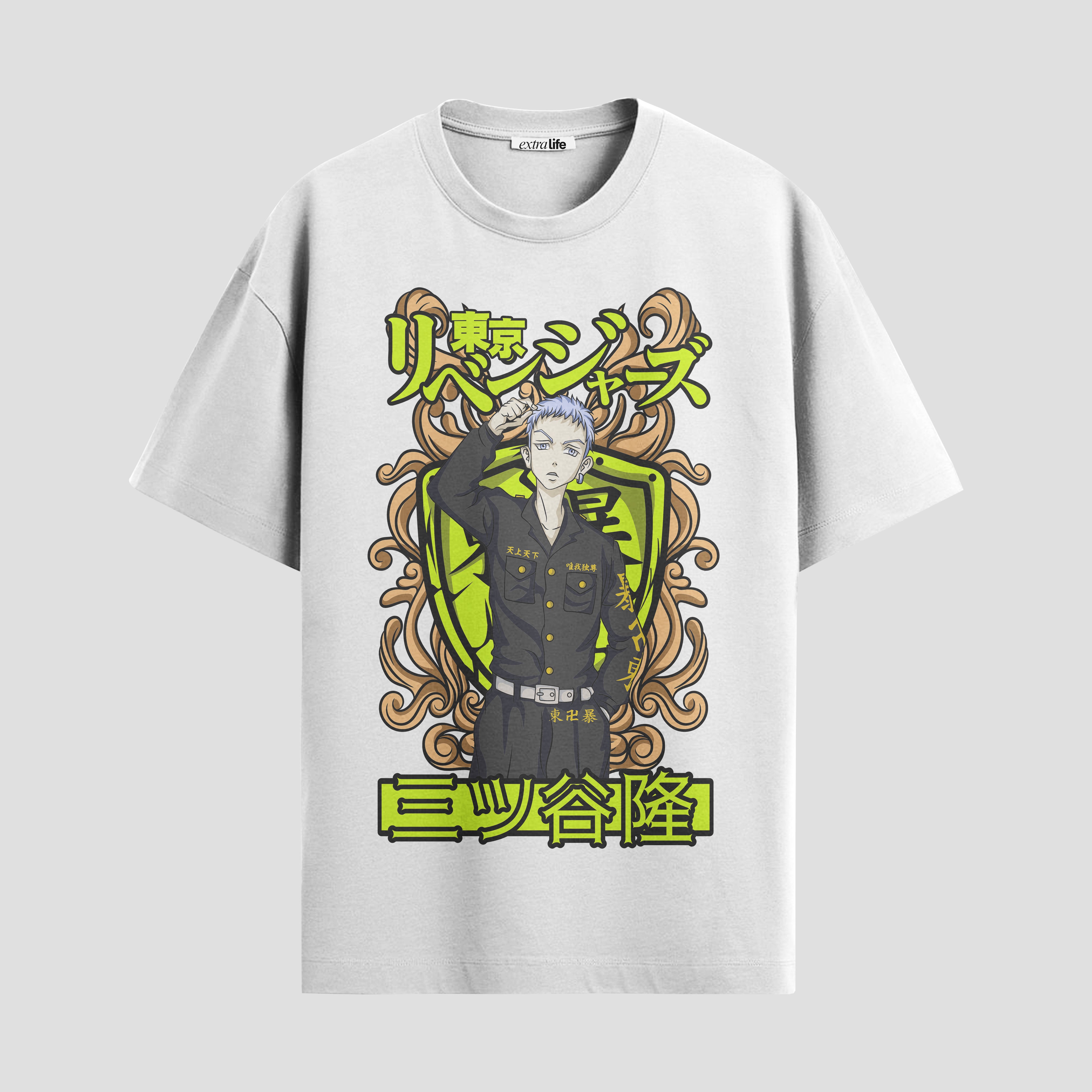 Playera urbana de anime y gaming ExtraLife MX, corte Standard Fit unisex ligero y transpirable en color Deep Black y Pure White, ropa de uso diario para gym y casual.