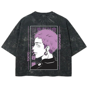 Playera streetwear premium de anime y gaming ExtraLife MX, corte boxy deluxe mineral wash heavyweight en color Acid Wash, moda urbana mexicana de culto.