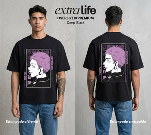Pandillas del Tiempo | El Talentoso del Bien #04407 - Playera Oversized Premium | Deep Black - Foto en modelo