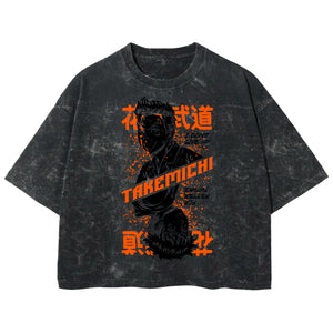 Playera streetwear premium de anime y gaming ExtraLife MX, corte boxy deluxe mineral wash heavyweight en color Acid Wash, moda urbana mexicana de culto.