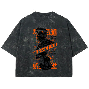 Playera streetwear premium de anime y gaming ExtraLife MX, corte boxy deluxe mineral wash heavyweight en color Acid Wash, moda urbana mexicana de culto.