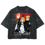 Playera streetwear premium de anime y gaming ExtraLife MX, corte boxy deluxe mineral wash heavyweight en color Acid Wash, moda urbana mexicana de culto.