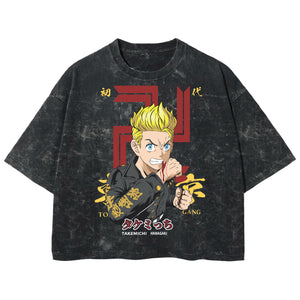 Playera streetwear premium de anime y gaming ExtraLife MX, corte boxy deluxe mineral wash heavyweight en color Acid Wash, moda urbana mexicana de culto.