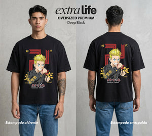 Pandillas del Tiempo | El que Cambia el Pasado #04412 - Playera Oversized Premium | Deep Black - Foto en modelo