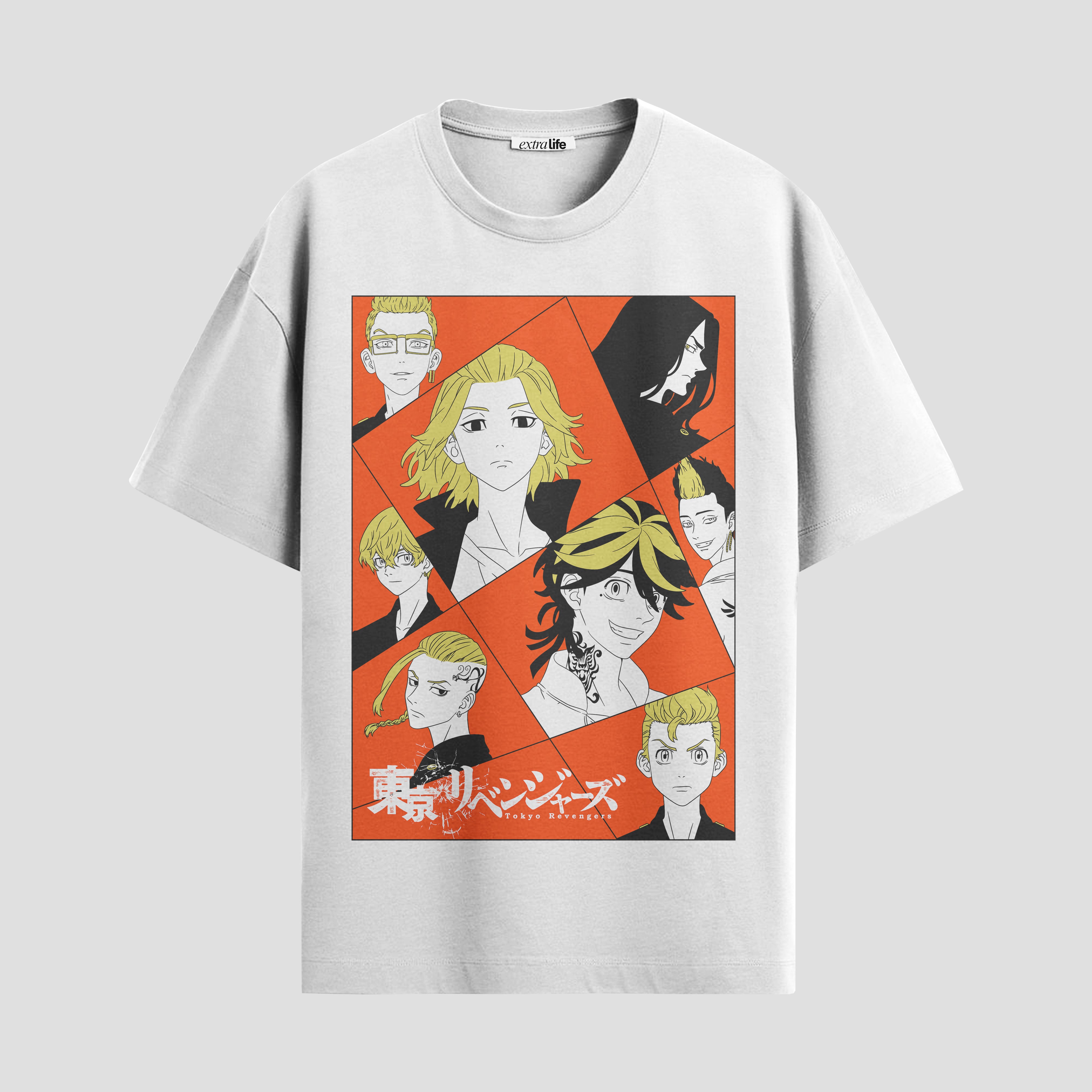 Playera urbana de anime y gaming ExtraLife MX, corte Standard Fit unisex ligero y transpirable en color Deep Black y Pure White, ropa de uso diario para gym y casual.