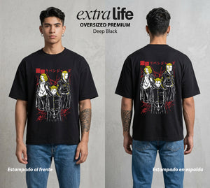 Pandillas del Tiempo | Las Pandillas del Bien #04414 - Playera Oversized Premium | Deep Black - Foto en modelo