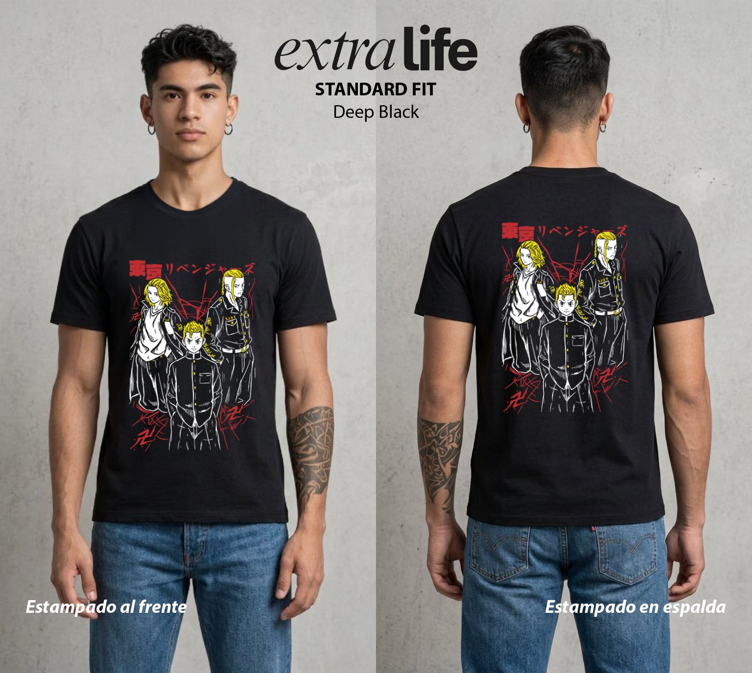 Pandillas del Tiempo | Las Pandillas del Bien #04414 - Playera Standard Fit | Deep Black - Foto en modelo
